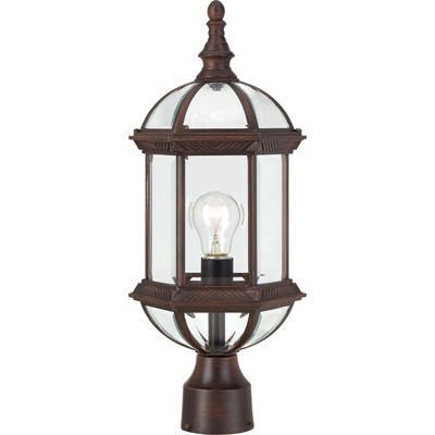 Nuvo Lighting 60/4975  Boxwood - 1 Light - 19" Outdoor Post with Clear Beveled Glass in Rustic Bronze Finish